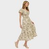 August Sky Women's Floral Print Front Tie V-Neck Midi Dress - 3 of 4