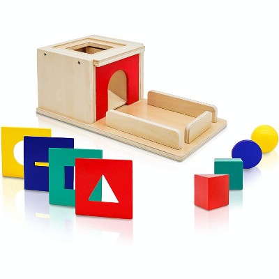 Wooden Montessori Shape Sorter and Object Permanence Learning Toy