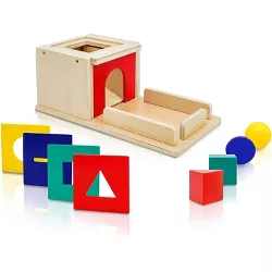 20 Pieces Geometric Board Chunky Puzzle Great Gift for Boys and Girls Kids Learning Toys Stack and Sort Educational Toys for Toddlers Original Play22 Shape Sorter Color Wooden Bard 