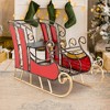 Tangkula Metal Christmas Santa Sleigh Basket, Xmas Festival Holiday Decorative Santa’s Sleigh with 2-Tier Storage Shelf - 2 of 4
