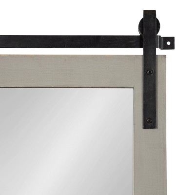Cates 18x28 Graywash Rustic Farmhouse Wall Mirror with Hooks