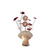 Aluminum 4 Red Roses 6 Petal Floral 2 Red/Silver Flower Bud on A Fan Aluminum Vase Table Lamp for Living Room - 4 of 4
