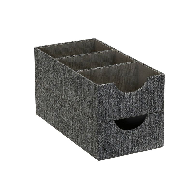 Household Essentials Set of 2 3-Section Drawer Trays Graphite Linen, 4 of 10