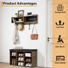 Coucheta Coat Rack Shoe Bench Set, Entryway Hall Tree with 31.5" Bench Shoe Rack, Wall Mounted Coat Rack Set with 5 Hooks, 8 Storage Shoe Cubbies - 4 of 4