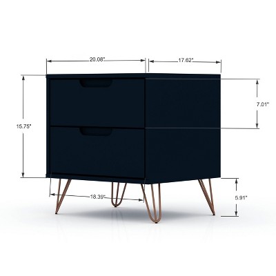 Tatiana Midnight Blue Mid-Century 2-Drawer Nightstand Set