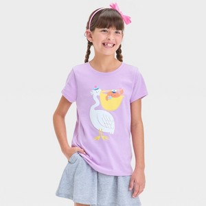 Girls' Short Sleeve Pelican Graphic T-Shirt - Cat & Jack™ Lilac - 1 of 4