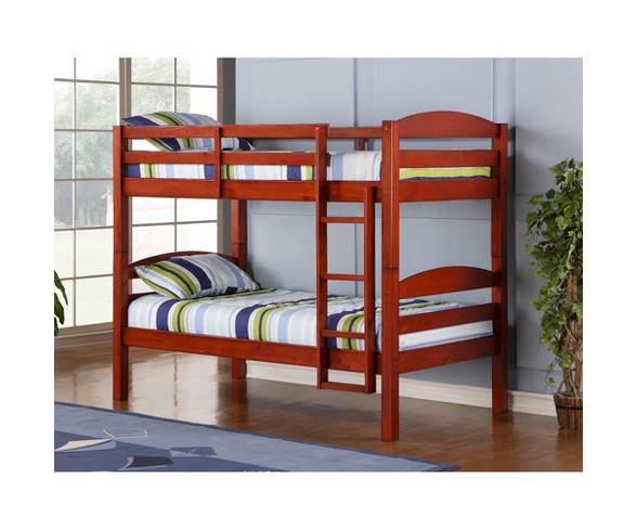 Solid Wood Twin over Twin Bunk Bed - Cherry - Saracina Home