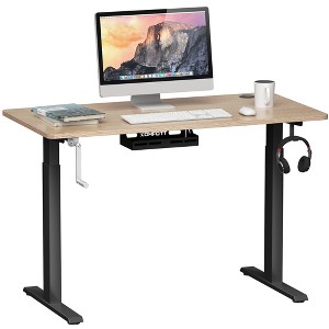 Costway 48'' Sit Stand Desk Adjustable Standing Workstation w/Crank Handle - 1 of 4