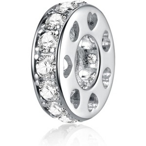 Sterling Silver Clear CZ Spacer Charm Bead for Bracelets - 1 of 4