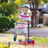 Infans Kick Scooter, Folding Lightweight Toddler Scooter w/LED Lighted Wheels, Adjustable Handlebar, Extra Wide Deck & Rear Brake, Blue + Red - 3 of 4