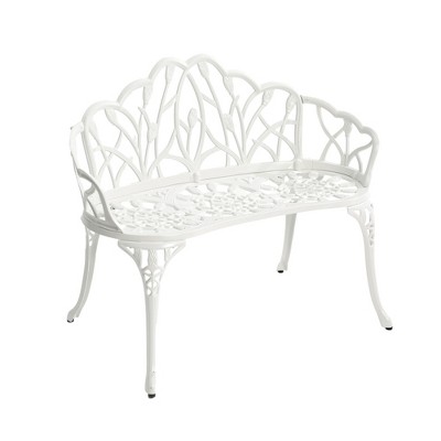 Vynxaria White Patio Bench with Butterfly Design - 33.80'' W x 22.40'' D x 34.60'' H