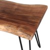 Alaterre Furniture Hairpin Natural Brown Live Edge Wood with Metal Bench - 3 of 4