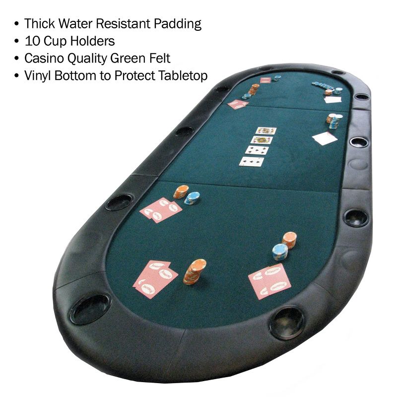 Trademark Poker Texas Hold'em Water-Resistant Folding Tabletop With Cup Holders and Padded Edges - Seats up to 10 People, 3 of 6