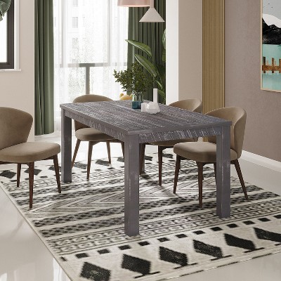 Okak 63" Solid Wood Rectangular Dining Table Kitchen Table for 6 with Wood Legs for Dining Room, Living Room
