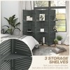 5 Panel 67" Tall Wood Privacy Screen Room Divider with 3 Shelves and Folding Storage for Bedroom - 4 of 4