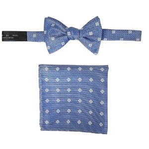 Men's Checkered 2.75" x 4.75" Adjustable 16" - 20" Freestyle Self Tie with Hankie Set - 1 of 4