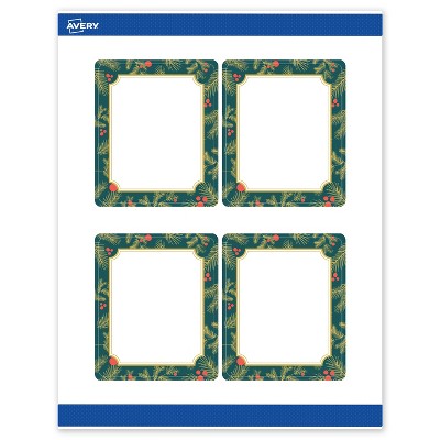 Avery Labels, 4" x 3-1/3", Gold-Teal Berries, Matte, 40ct
