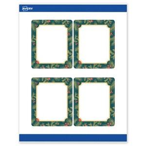 Avery Labels, 4" x 3-1/3", Gold-Teal Berries, Matte, 40ct - 1 of 4