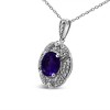 Haus of Brilliance Silver Diamond Accent and 9x7mm Purple Oval Amethyst Pendant Necklace - 2 of 4