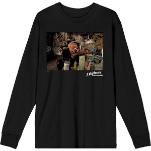 A Nightmare On Elm Street Freddy Smoking Adult Long Sleeve Tee - 1 of 2