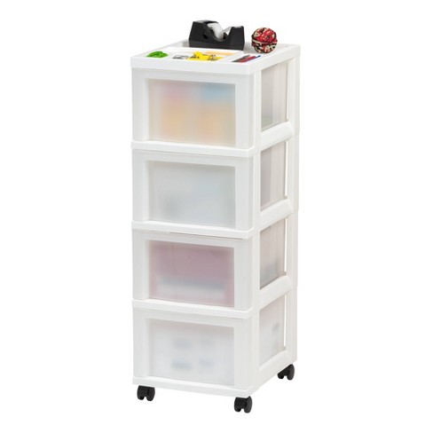 Iris Usa 5 Drawer Clear Plastic Drawer Cart Rolling Storage, White : Target