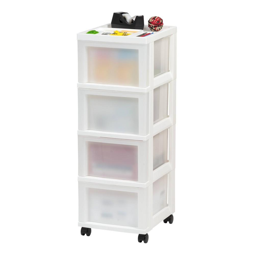 Photos - Other Furniture IRIS 4 Drawer Storage Cart with Organizer Top 