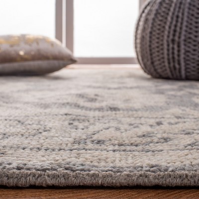 Hand-Knotted Wool Southwestern 8' x 10' Dark Grey & Beige Area Rug