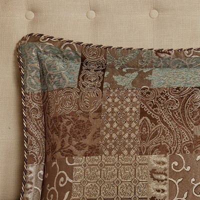 Brown Queen Chenille Jacquard Patchwork Comforter Set