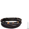 Steeltime Men's braided leather, stone and black ip stainless steel magnetic clasp layered bracelet. Color Option: Black, Brown, Blue - 3 of 4