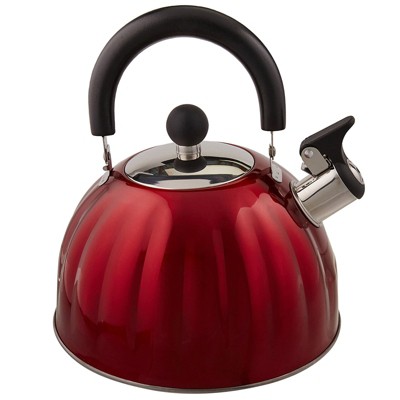 Oggi Stainless Steel Whistling Tea Kettle (Brick Red)