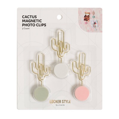 3pk Locker Cactus Photo Clip Magnets Boho Chic - U Brands