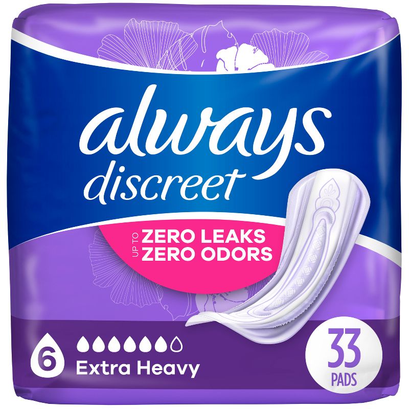 Always Discreet Incontinence and Postpartum Pads  - Extra Heavy Absorbency, 1 of 16