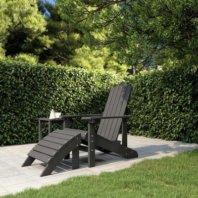 vidaXL Outdoor Patio Adirondack Chair with Detachable Footstool, Weather-Resistant HDPE and Steel Construction, Easy to Maintain, Anthracite