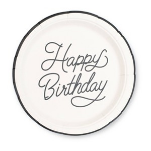 20ct 9.8" 'Happy Birthday' Dinner Plates Black/White - 1 of 3