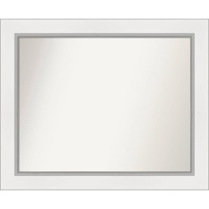 34" x 28" Non-Beveled Eva White Silver Wall Mirror - Amanti Art: Modern Rectangular, Polystyrene Frame, Includes Mounting Hardware - 1 of 4