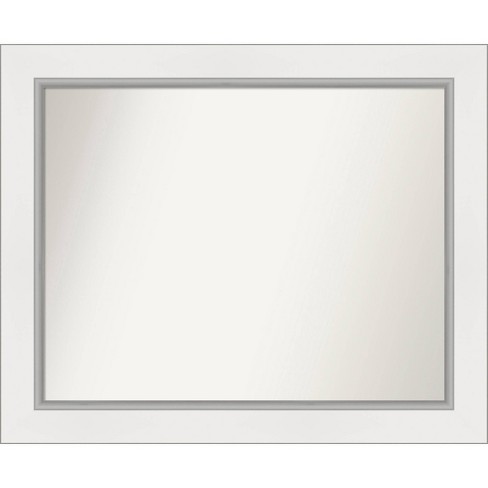 34" x 28" Non-Beveled Eva White Silver Wall Mirror - Amanti Art: Modern Rectangular, Polystyrene Frame, Includes Mounting Hardware - image 1 of 4