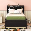 Twin Size Platform Bed with Built-in USB, LED light and Bookcase Headboard, Storage Bed with Trundle and 3 Storage Drawers - ModernLuxe - 2 of 4
