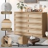 Rattan Dresser for Bedroom with 6/8 Drawers, Double Wood Chest of Drawers with Natural Boho Finish, Long Storage Cabinet for Bedroom, Living Room - 4 of 4