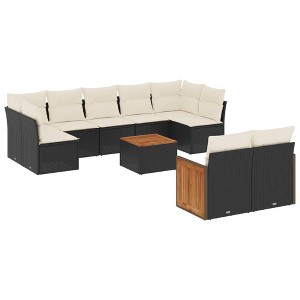 vidaXL Garden Sofa Set Black, Cream White - 1 of 4