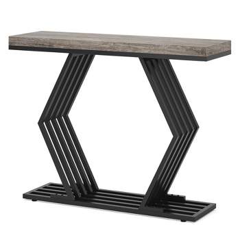 Tribesigns 42.52" Entryway Table, Wood Console Table with Geometric Metal Base