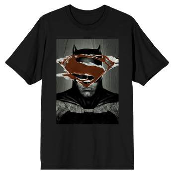 Batman V Superman Dawn Of Justice Batman with Torn S Men's Black Graphic T-Shirt