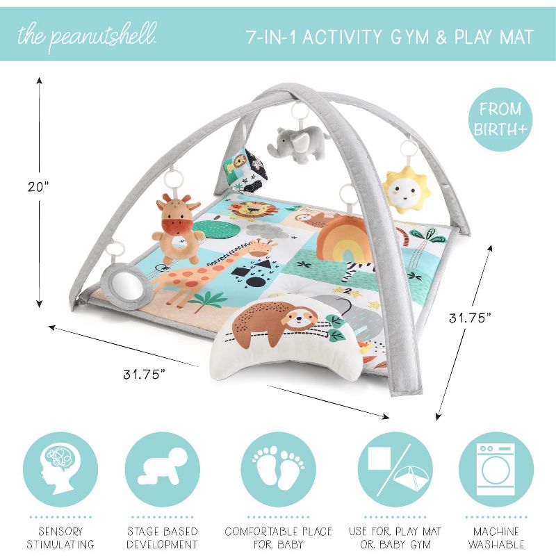 The Peanutshell Safari 123, 7-in-1 Activity Gym & Play Mat for Baby, 3 of 11