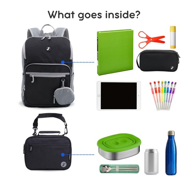 Set de mochila y lonchera infantil J World Junior de 15 pulgadas para escuela 6