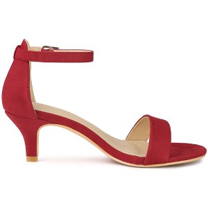 BLISSFUL STEP Women's Open Toe Ankle Strap Kitten Heels Sandals - 1 of 4