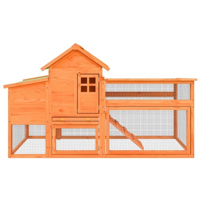 vidaXL Chicken Coop Brown 73.4"x23"x44.5" Solid Wood Pine