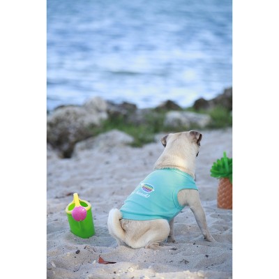 Light Blue Cotton Beach-Themed XS Dog T-Shirt