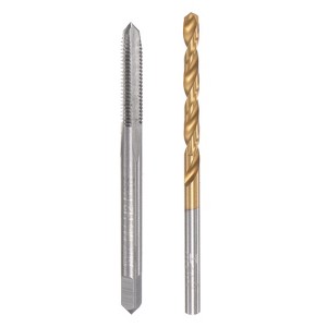 Unique Bargains High Speed Steel Titanium Plated Straight Flute Thread Tap and Twist Drill Bit - 1 of 4