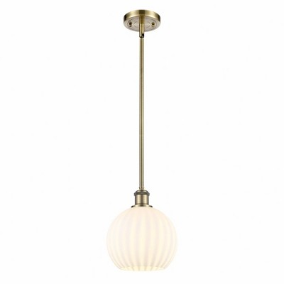 White Venetian - 1 Light Stem Hung Mini Pendant In Modern Style-10 Inches Tall and 8 Inches Wide