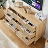 TIRAMISUBEST Bedroom dresser, 6 Double Dresser with rattan drawers, wood chest of drawers for kids room, living room - 3 of 4