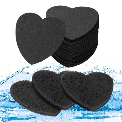 Unique Bargains Daily Skincare Home Travel Compressed Heart Shape Facial Sponges 2.5" 60 Pcs
